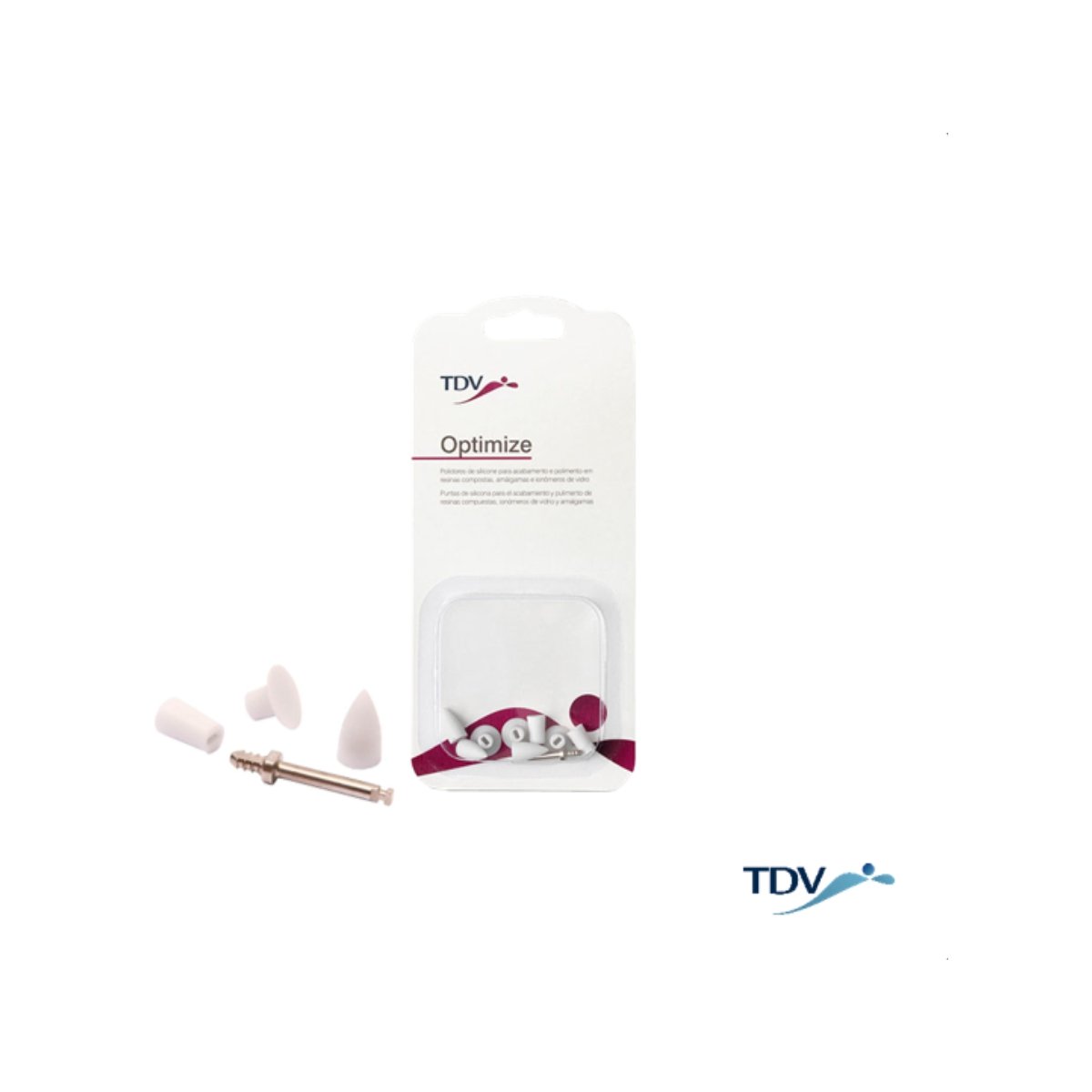 Optimize- Avio 8 puntas de silicona para pulido de resina + mandril TDV