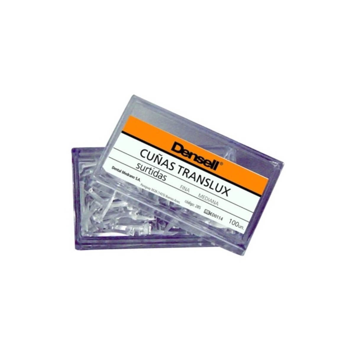 CUÑAS TRANSLUX X 50 surtidas plasticas 2 tamaños - transparentes reflectivas Densell